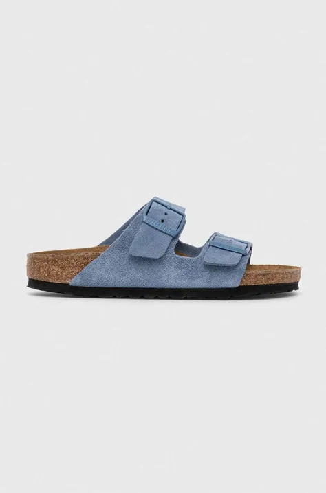 Birkenstock klapki zamszowe dziecięce Arizona Kids VL kolor niebieski