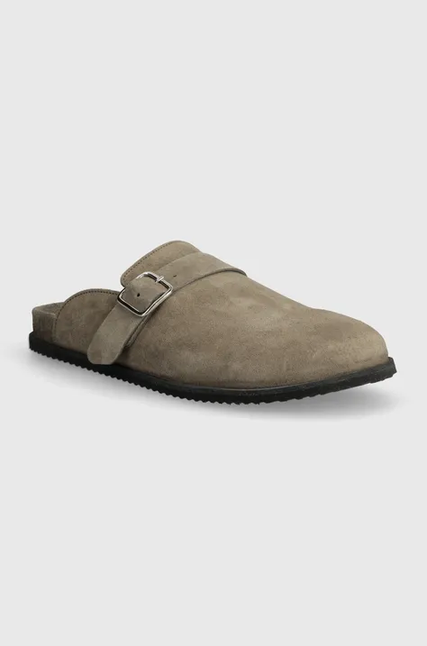 Semišové pantofle GARMENT PROJECT Blake Clog dámské, šedá barva, GPWF2538