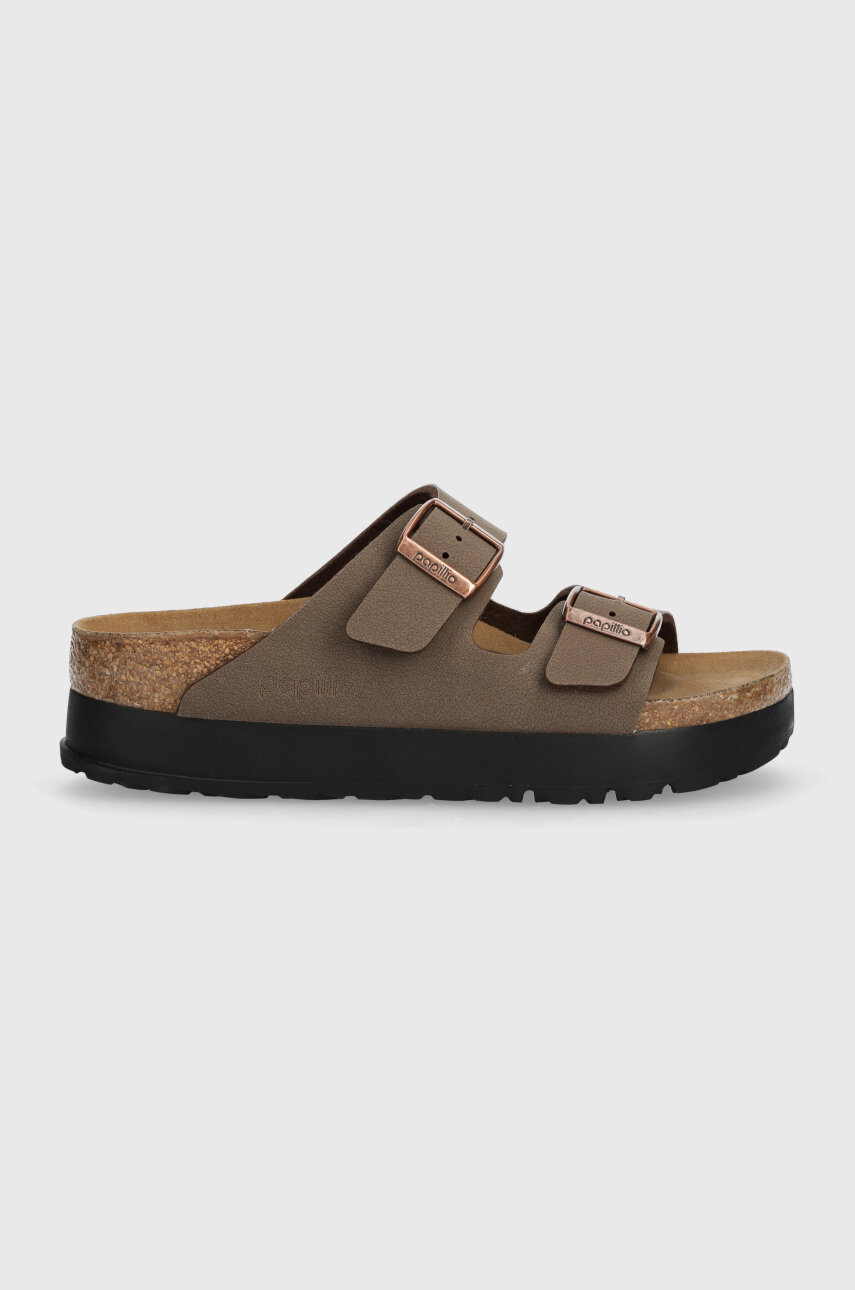 Шлепанцы Birkenstock Arizona Platform Flex женские цвет коричневый на платформе 1027417