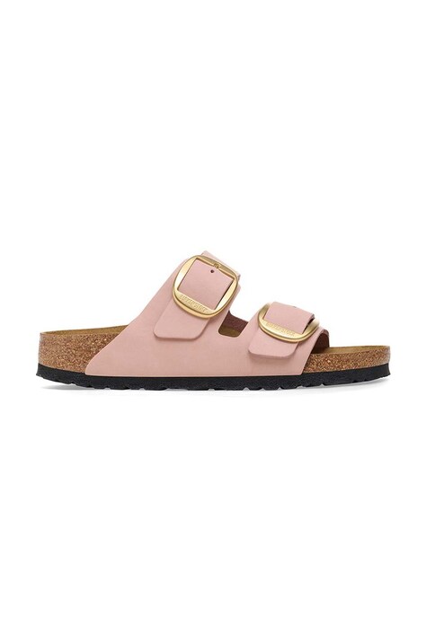 Birkenstock klapki nubukowe Arizona Big Buckle kolor różowy 1026559