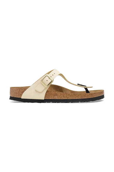 Birkenstock nubuk papucs Gizeh bézs, lapos talpú, 1026600