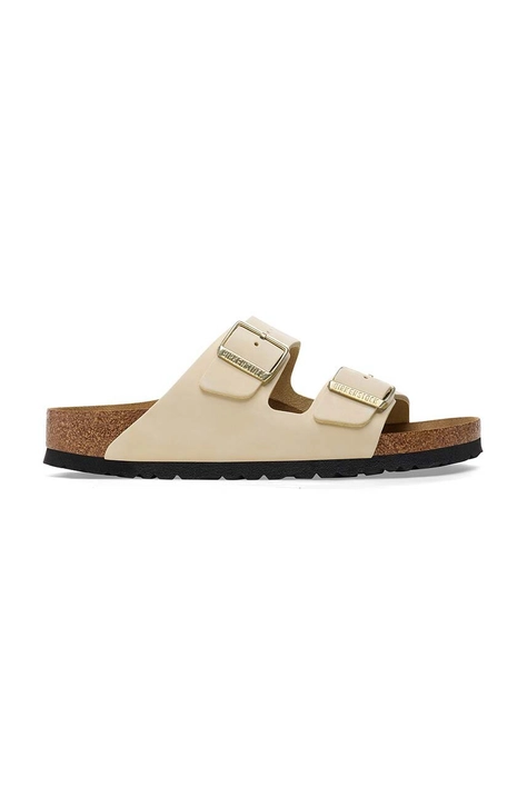 Usnjeni natikači Birkenstock Arizona ženski, bež barva, 1026711