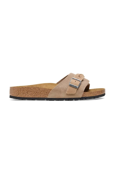 Semišové šľapky Birkenstock Oita Braided dámske, béžová farba, 1026730