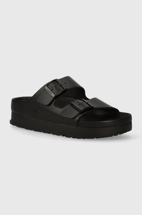 Birkenstock slapi de piele BIRKENSTOCK X PAPILLIO Arizona Platform Exq femei, culoarea negru, cu platforma, 1026918