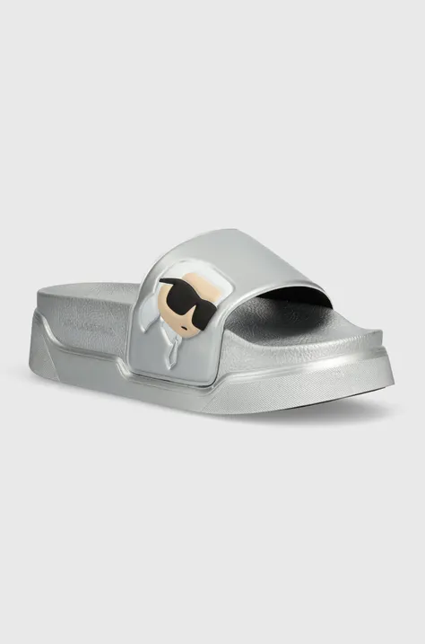 Karl Lagerfeld klapki KONDOMINIUM damskie kolor srebrny na platformie KL88808N