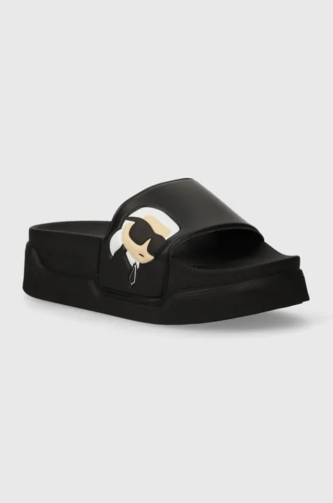 Pantofle Karl Lagerfeld KONDOMINIUM dámské, černá barva, na platformě, KL88808N