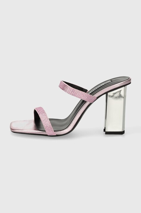 Karl Lagerfeld papuci KL TOWER femei, culoarea roz, cu toc drept, KL33921