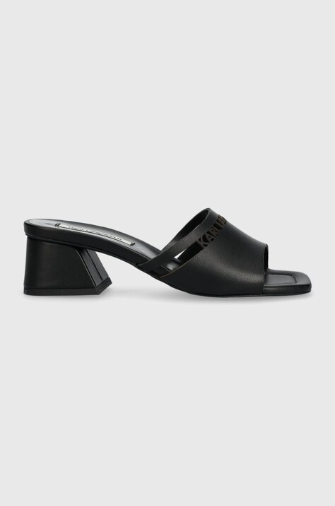 Karl Lagerfeld slapi de piele PLAZA femei, culoarea negru, cu toc drept, KL32405