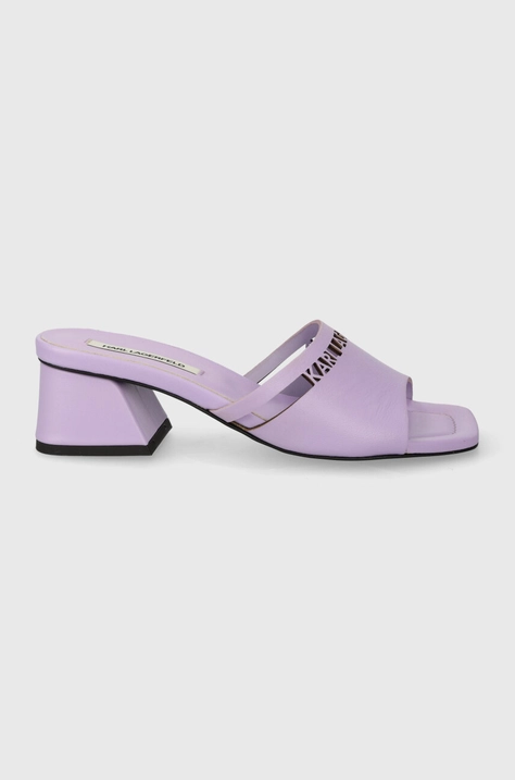 Karl Lagerfeld slapi de piele PLAZA femei, culoarea violet, cu toc drept, KL32405