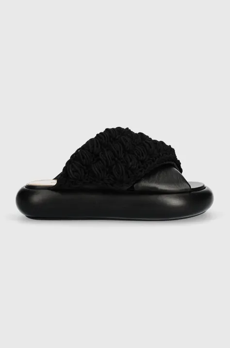 Pantofle JW Anderson Crochet Twister dámské, černá barva, na platformě, ANW42027A