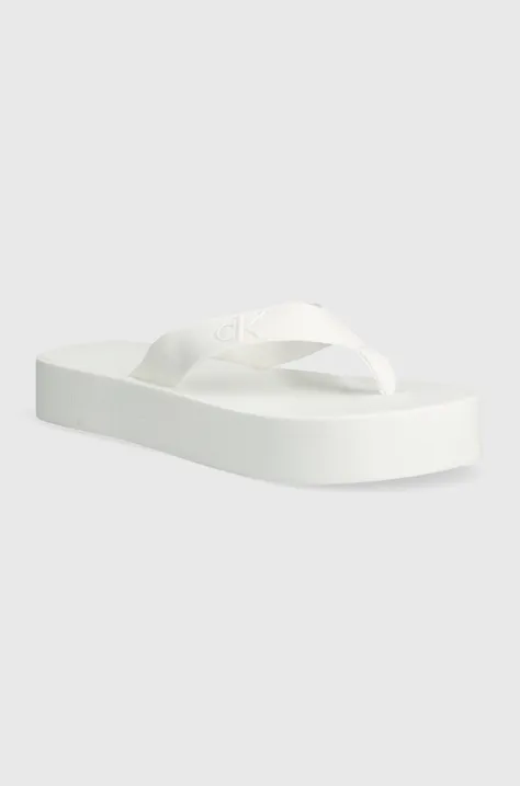 В'єтнамки Calvin Klein Jeans FLATFORM FLIPFLOP JELLY жіночі колір білий на плоскому ходу YW0YW01398