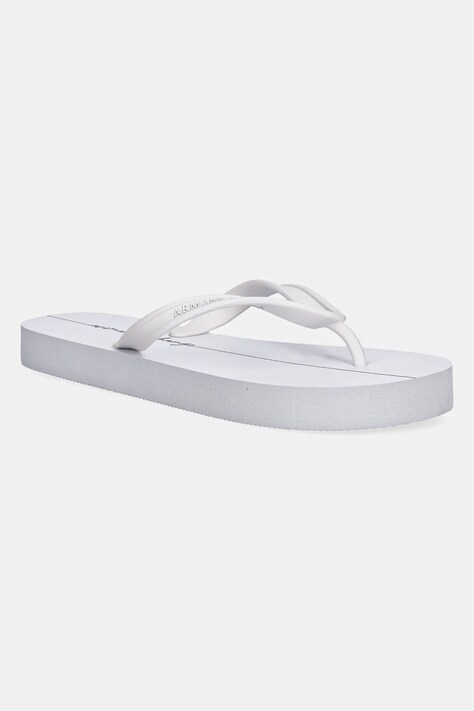 Šľapky Armani Exchange dámske, biela farba, na plochom podpätku, XDQ010 XV700 K681
