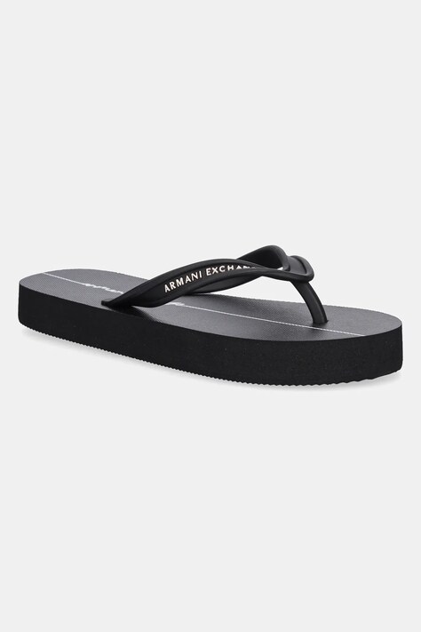 Šľapky Armani Exchange dámske, čierna farba, na plochom podpätku, XDQ010 XV700 N642