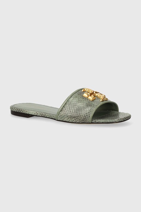 Кожаные шлепанцы Tory Burch Eleanor Slide женские цвет зелёный 155132.300