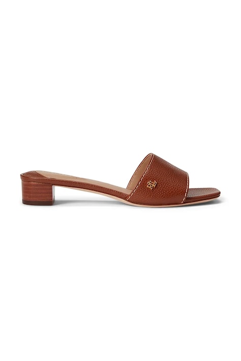 Кожени чехли Lauren Ralph Lauren Fay в кафяво с дебел ток 802925259003