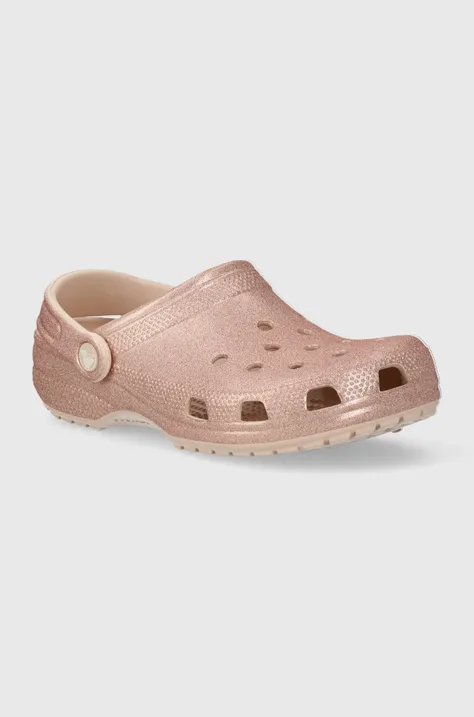Pantofle Crocs Classic Glitter Clog dámské, růžová barva, 205942