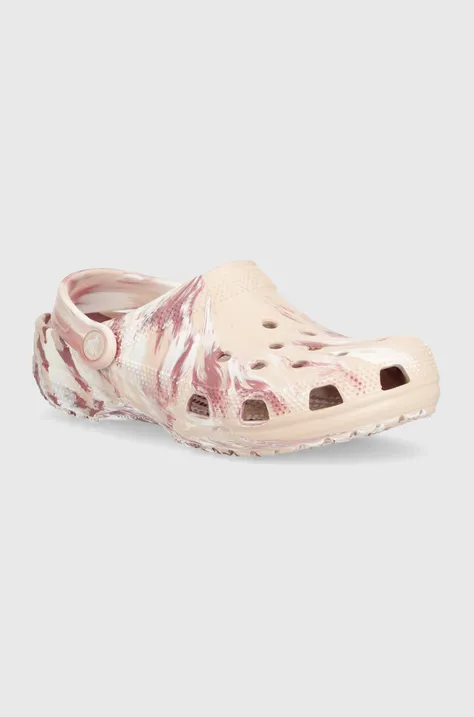 Pantofle Crocs Classic Marbled Clog dámské, růžová barva, 206867