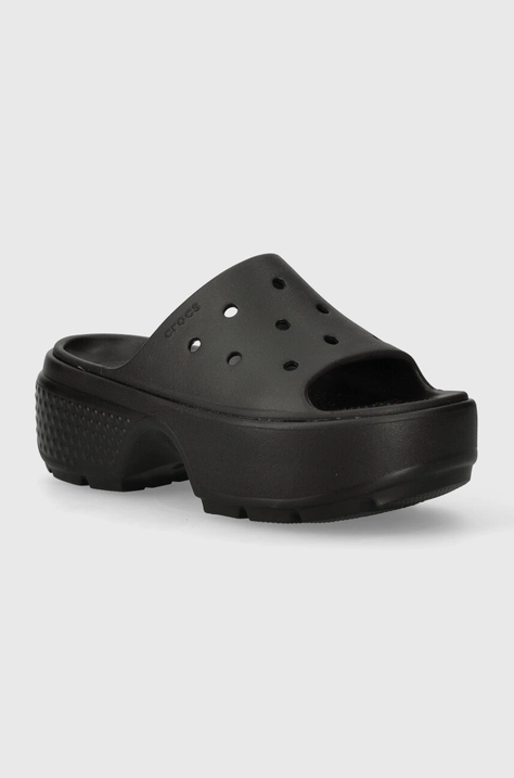 Šľapky Crocs Stomp Slide dámske, čierna farba, na platforme, 209346