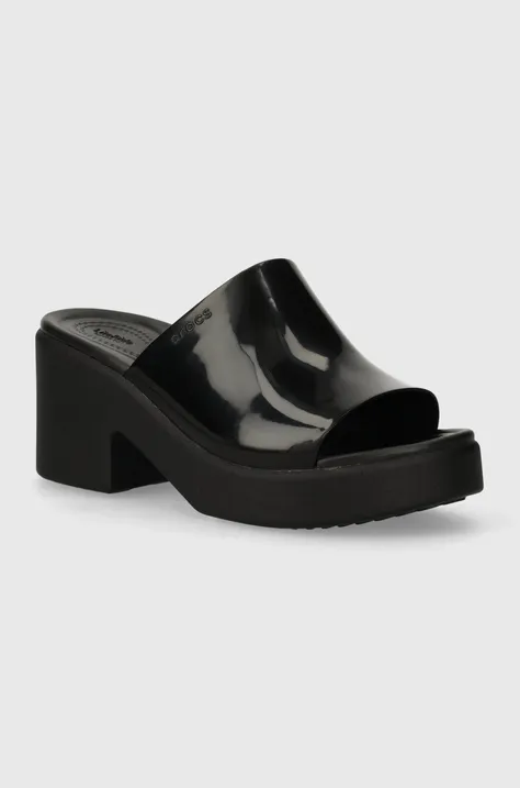Natikači Crocs Brooklyn High Shine Heel Slide ženski, črna barva, 209709