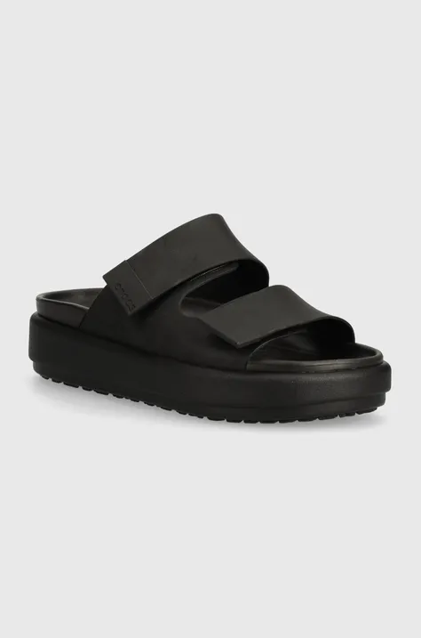 Шльопанці Crocs Brooklyn Luxe Sandal жіночі колір чорний на платформі 209586.060