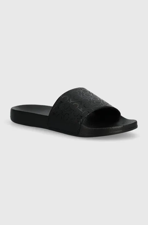 Calvin Klein papuci POOL SLIDE EPI MONO femei, culoarea negru, HW0HW01974
