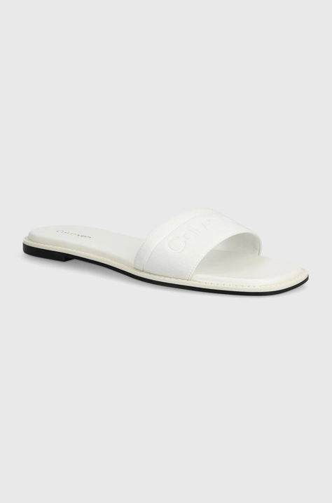 Шльопанці Calvin Klein FLAT SLIDE HE жіночі колір білий HW0HW01989