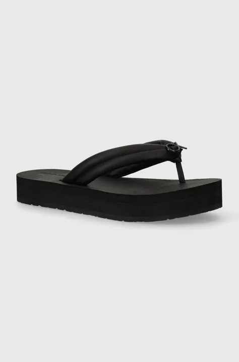 Žabky Calvin Klein FLATFORM FLIP FLOP RELOCK dámske, čierna farba, na platforme, HW0HW02063