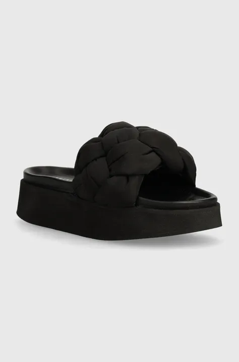 Pantofle Inuikii Puffer Braided dámské, černá barva, na platformě, 70103-177