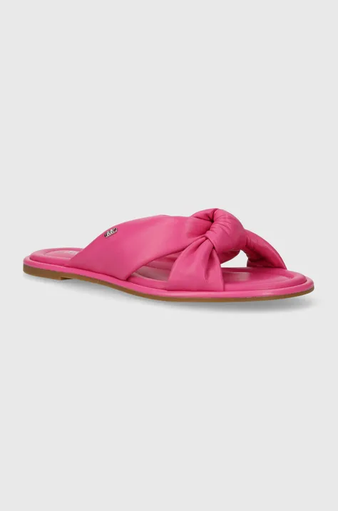 Δερμάτινες παντόφλες MICHAEL Michael Kors Lena γυναικείες, χρώμα: ροζ, 40S4ELFS1L