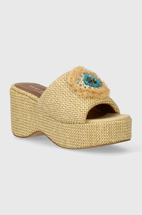 Παντόφλες Kurt Geiger London Kensington Eye Wedge Mule χρώμα: χρυσαφί, 2027549999