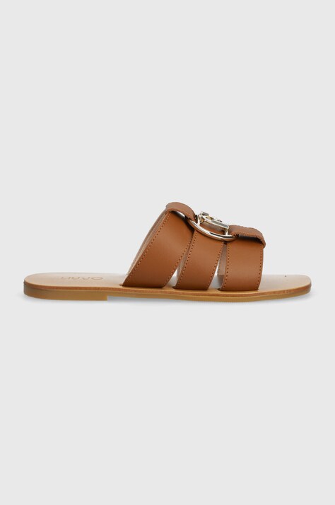 Liu Jo șlapi de piele SABA 08 culoarea maro, cu platformă SA4119P010200320