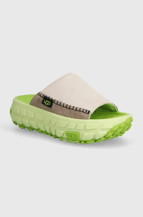Велурени чехли UGG Venture Daze Slide в зелено с платформа 1152680