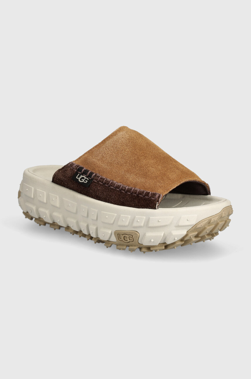 Велурени чехли UGG Venture Daze Slide в кафяво с платформа 1152680