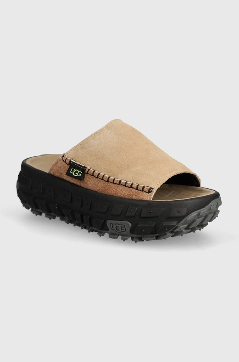 UGG klapki zamszowe Venture Daze Slide damskie kolor beżowy na platformie 1152680