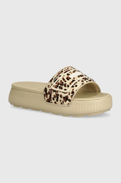 Puma papuci Karmen Slide femei, culoarea bej, cu platforma, 395401