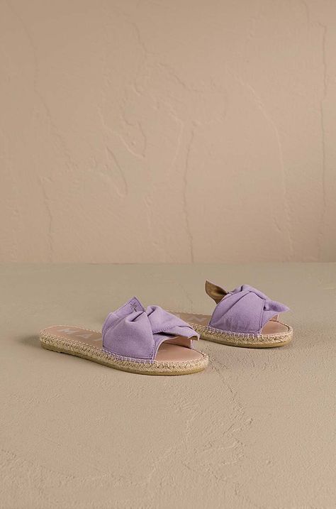 Παντόφλες σουέτ Manebi Hamptons Sandals With Knot γυναικείες, χρώμα: μοβ, W 1.3 JK