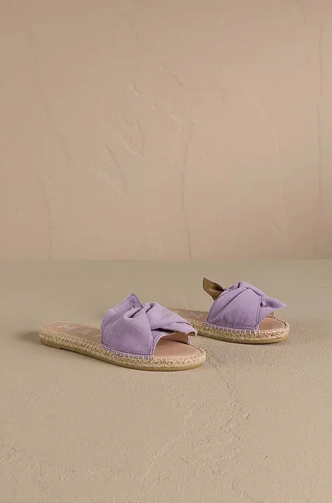 Manebi papucs velúrból Hamptons Sandals With Knot lila, női, W 1.3 JK