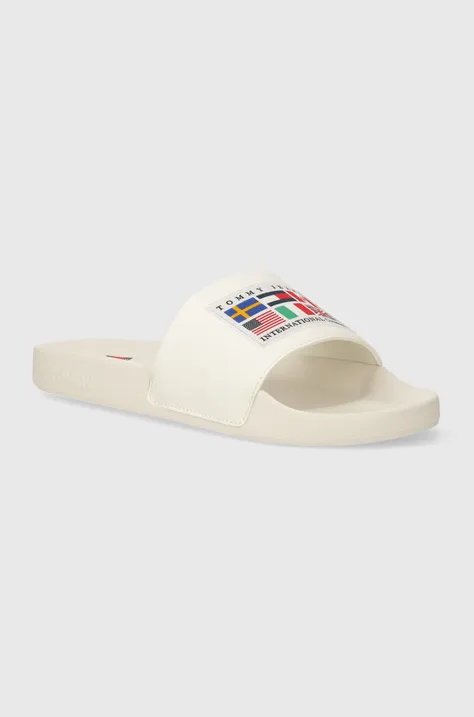 Tommy Jeans papuci TJW ARCHIVE GAMES POOL SLIDE femei, culoarea alb, EN0EN02648