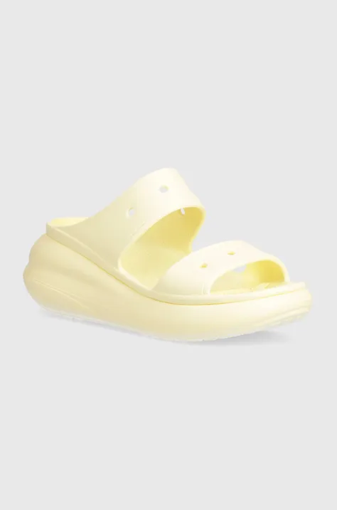 Pantofle Crocs Crush Sandal dámské, žlutá barva, na platformě, 207670