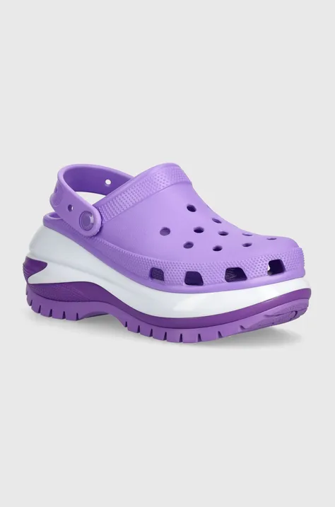 Crocs papuci Mega Crush Clog femei, culoarea violet, cu platforma, 207988