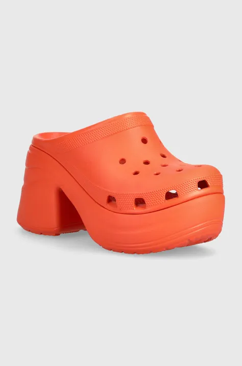 Чехли Crocs Siren Clog в оранжево с дебел ток 208547