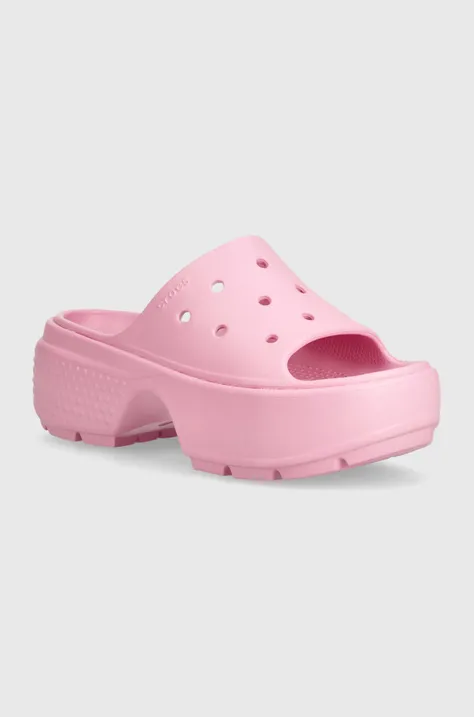 Pantofle Crocs Stomp Slide dámské, růžová barva, na platformě, 209346