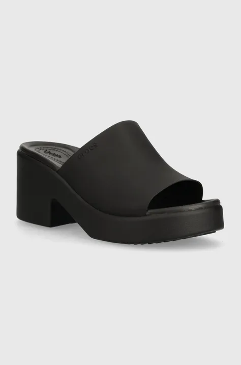 Šľapky Crocs Brooklyn Slide Heel dámske, čierna farba, na podpätku, 209408