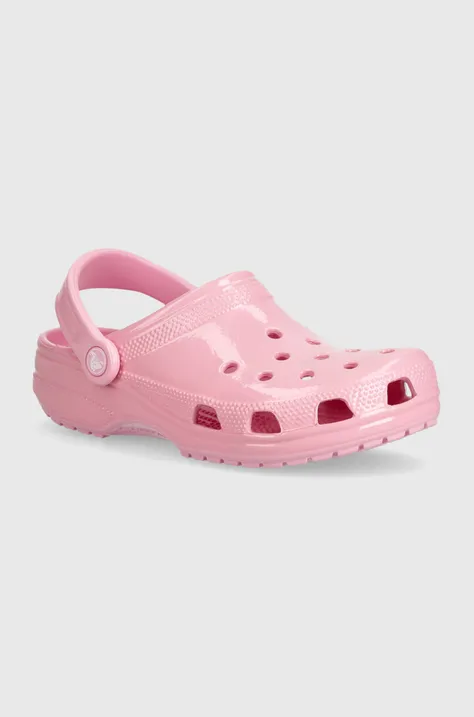 Crocs papuci Classic High Shine Clog femei, culoarea roz, 209609