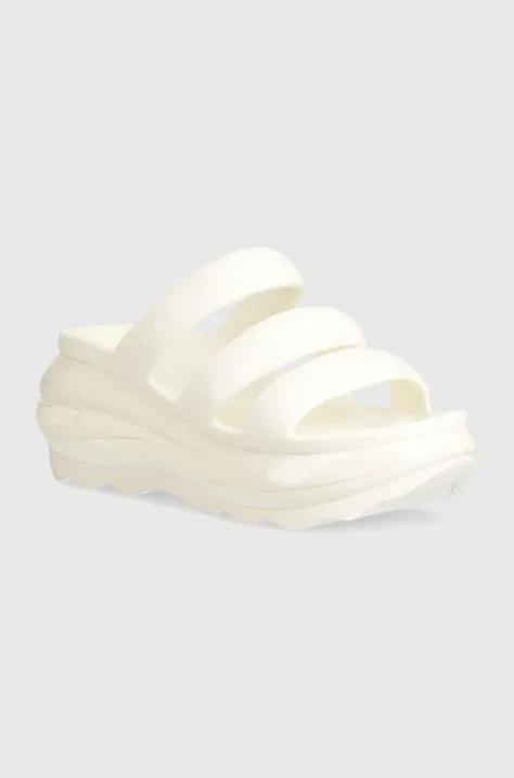 Pantofle Crocs Mega Crush Triple Strap dámské, bílá barva, na klínku, 209842