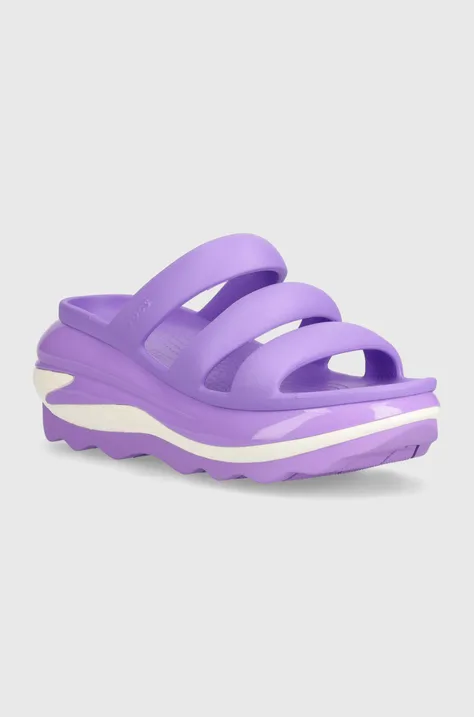 Шльопанці Crocs Mega Crush Triple Strap жіночі колір фіолетовий на платформі 209842