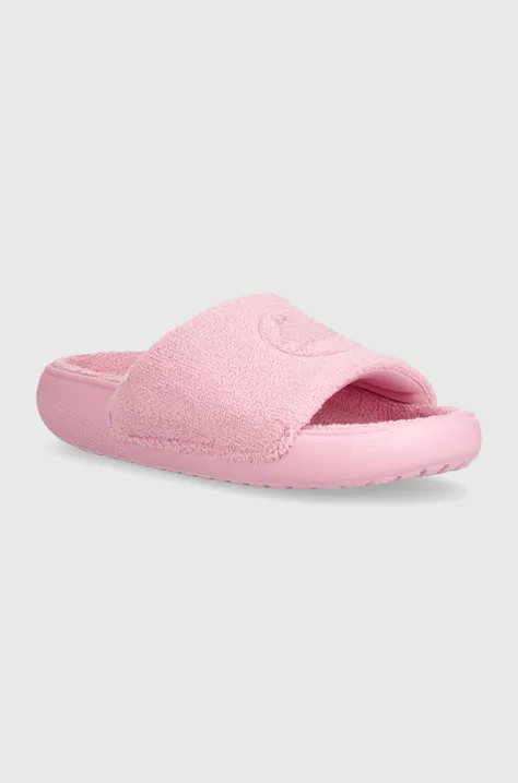 Παντόφλες Crocs Classic Towel Slide χρώμα: ροζ, 209962