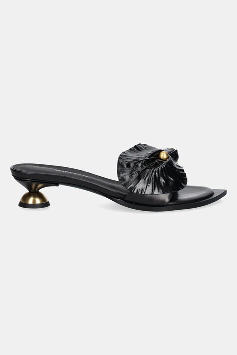 Vanda Novak slapi de piele Azalia femei, culoarea negru, toc mic