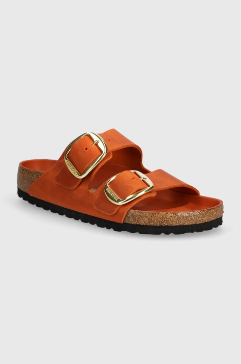 Birkenstock klapki nubukowe Arizona Big Buckle kolor pomarańczowy 1026609