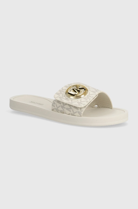 Παντόφλες MICHAEL Michael Kors MK Charm Slide χρώμα: μπεζ, 40R4MKFA1B